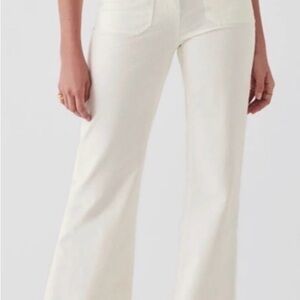 Faherty Corduroy Wide Leg Patch Pocket Pants Egret